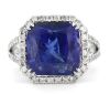 14K White Gold, 9.04ct Tanzanite and Diamond, Halo Ring