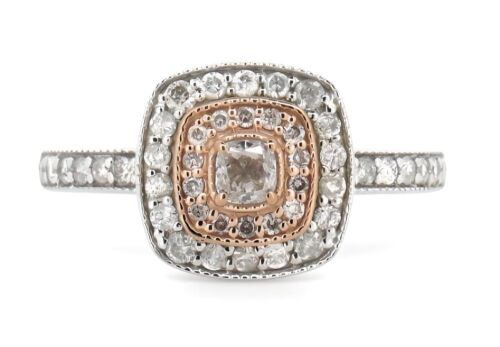 14K White & Rose Gold, Pink Diamond, Double Halo Ring