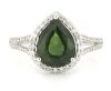 14K White Gold, Green Sapphire and Diamond, Halo Split Band Ring