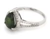 14K White Gold, Green Sapphire and Diamond, Halo Split Band Ring - 2