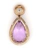 14K White Gold, Kunzite and Diamond, Halo Drop Pendant - 3