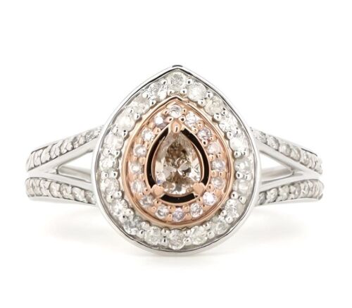 14K White & Rose Gold, Pink Diamond, Double Halo Ring