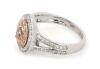 14K White & Rose Gold, Pink Diamond, Double Halo Ring - 2