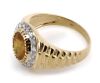 14K Yellow Gold, Orange Sapphire and Diamond, Gents Ring - 2