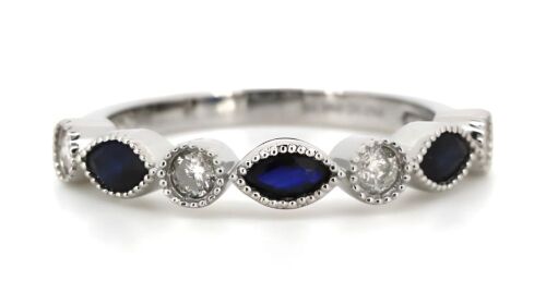 14K White Gold Sapphire and Diamond Ring