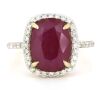 14K Yellow Gold, Ruby and Diamond, Halo Ring