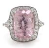 14K White Gold, 7.68ct Morganite and Diamond, Halo Statement Ring