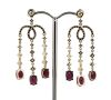 14K Yellow Gold, Ruby and Diamond, Chandelier Style Earrings - 3