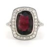 14K White Gold, Pink Tourmaline and Diamond, Halo Ring