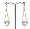 14K Yellow Gold, Aquamarine and Diamond, Chandelier Style Earrings