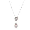 14K White Gold, Morganite and Diamond, Halo Drop Pendant Necklace