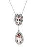 14K White Gold, Morganite and Diamond, Halo Drop Pendant Necklace - 2