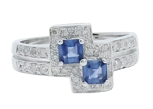 18K White Gold Sapphire and Diamond dress ring