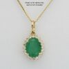 18K Yellow Gold Emerland and Diamond pendant - 2