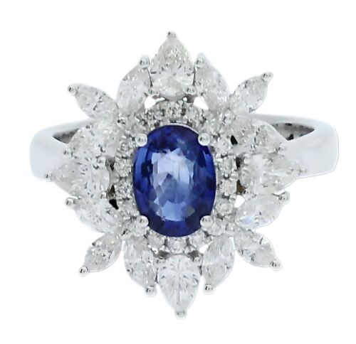 18K White Gold Sapphire and Diamond Dress Ring