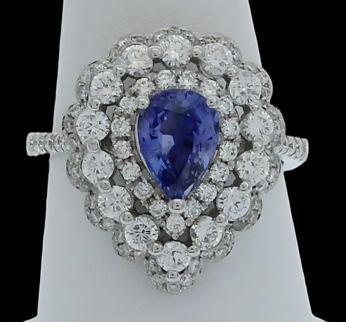 18K White Gold Sapphire and Diamond Dress Ring