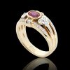 14K Yellow Gold Red Ruby and Diamond Dress Ring - 4