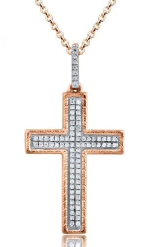 9K Rose Gold Diamond cross pendant