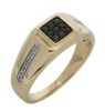 9K Yellow Gold Black Diamond Unisex Dress Ring - 4