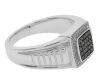 9K White Gold Black Diamond Unisex Dress Ring - 2