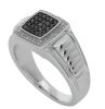 9K White Gold Black Diamond Unisex Dress Ring - 5