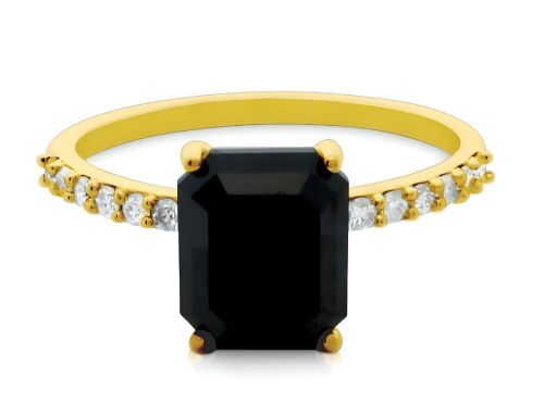 18K Yellow Gold Black Diamond dress ring