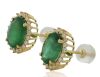 18K Yellow Gold Emerland and Diamond stud earrings - 2