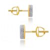 9K Yellow Gold Diamond Stud Earrings - 3