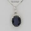 18K White Gold Blue Sapphire and Diamond pendant - 4