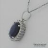 18K White Gold Blue Sapphire and Diamond pendant - 5