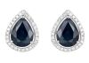 9K White Gold Blue sapphires and Diamond studs earrings