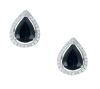 9K White Gold Blue sapphires and Diamond studs earrings - 2