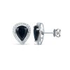 9K White Gold Blue sapphires and Diamond studs earrings - 3