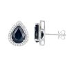 9K White Gold Blue sapphires and Diamond studs earrings - 4