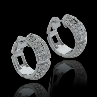 18K White Gold Diamond Hoop Earrings