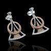 18K Two Tone gold Diamond stud Earrings - 2