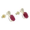 9K Yellow Gold Oval Ruby and Diamond Stud earrings - 2