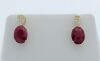 9K Yellow Gold Oval Ruby and Diamond Stud earrings - 3