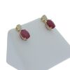 9K Yellow Gold Oval Ruby and Diamond Stud earrings - 4