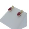 9K Yellow Gold Oval Ruby and Diamond Stud earrings - 5