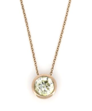 14K Rose Gold, Fancy Yellow Diamond, Antique Style Slider Pendant Necklace