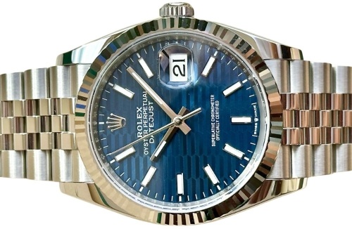 Rolex Datejust 36 Blue Motif Dial 2023 Box and Papers