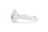 18k White & Rose gold ring set with a 0.06ct natural pink pear cut diamond surrounded by F/VS Diamonds - 2