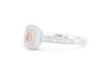 18k White & Rose gold ring set with a 0.07ct natural pink cushion cut diamond surrounded by F/VS diamonds - 2