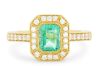 18k Yellow gold ring set with a 0.87ct natural Emerald & 0.37cts of Diamonds