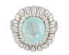 18k White gold ring set with GIA certified 3.89ct paraiba Tourmaline and 1.25ct of F/VS Diamonds