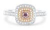 18k White gold ring set with a centre cushion cut 0.194ct natural FIPP (Natural Fancy Intense Pinkish Purple) diamond