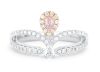 18k White gold ring set with a centre pear cut 0.124ct natural FIPP (Natural Fancy Intense Pinkish Purple) diamond