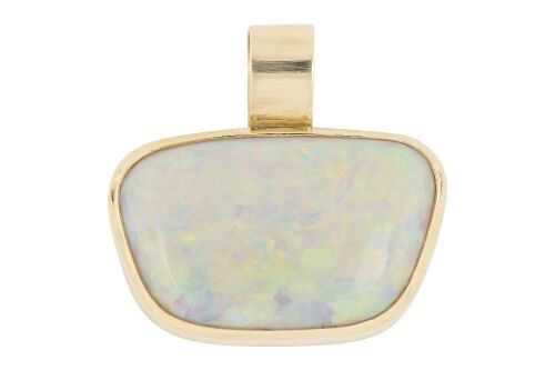 Handmade 14ct gold solid opal pendant