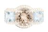 18ct White gold Morganite, Aquamarine & Diamond ring